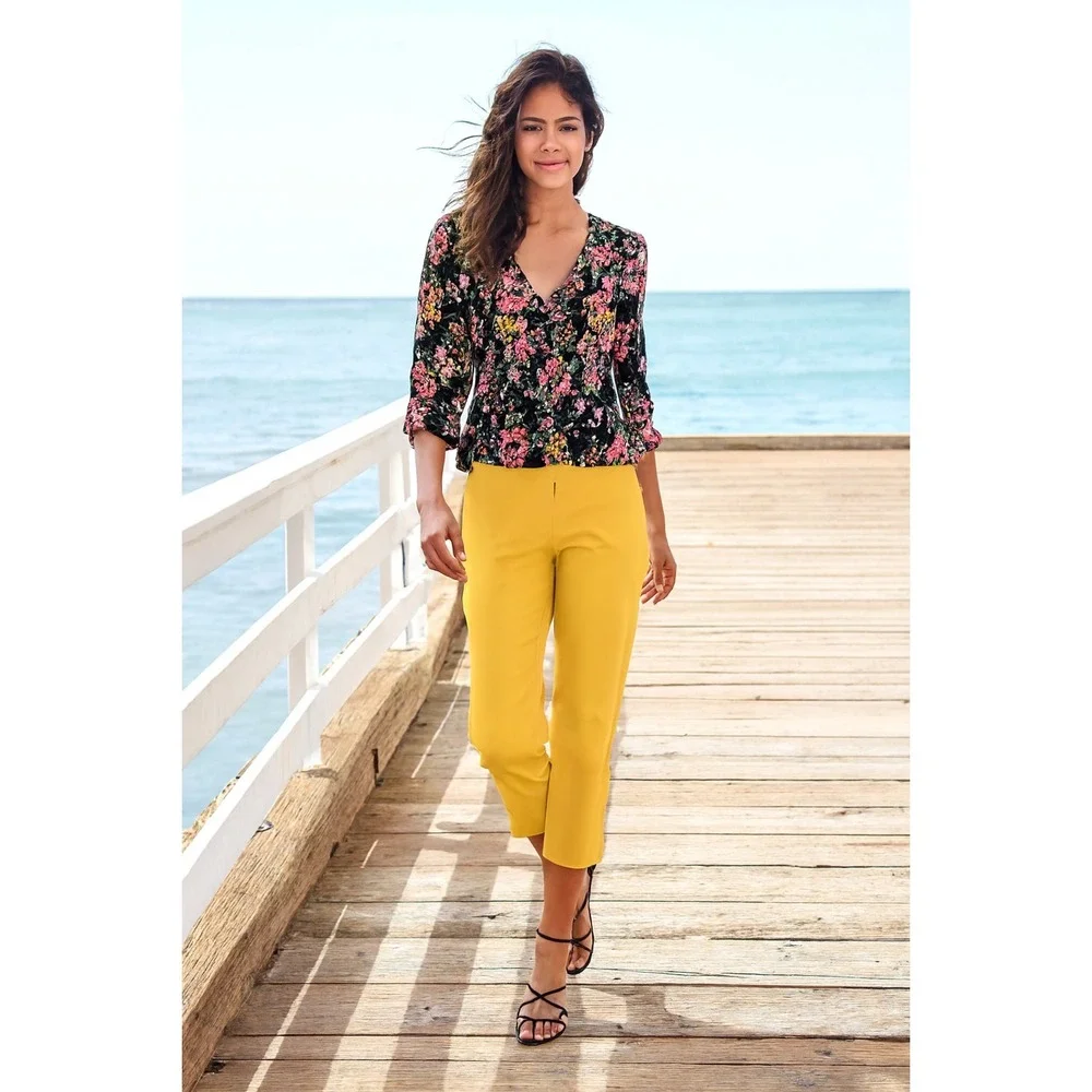 NWT 78 & Sunny Women Babydoll Floral Gypsy Sailwind V Neck Ruffle Top M-MSRP$69 - Picture 1 of 12